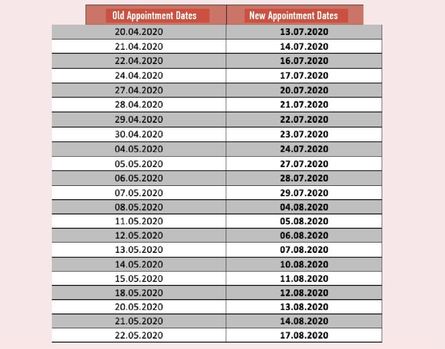 Change of Appointment Days in Istanbul
